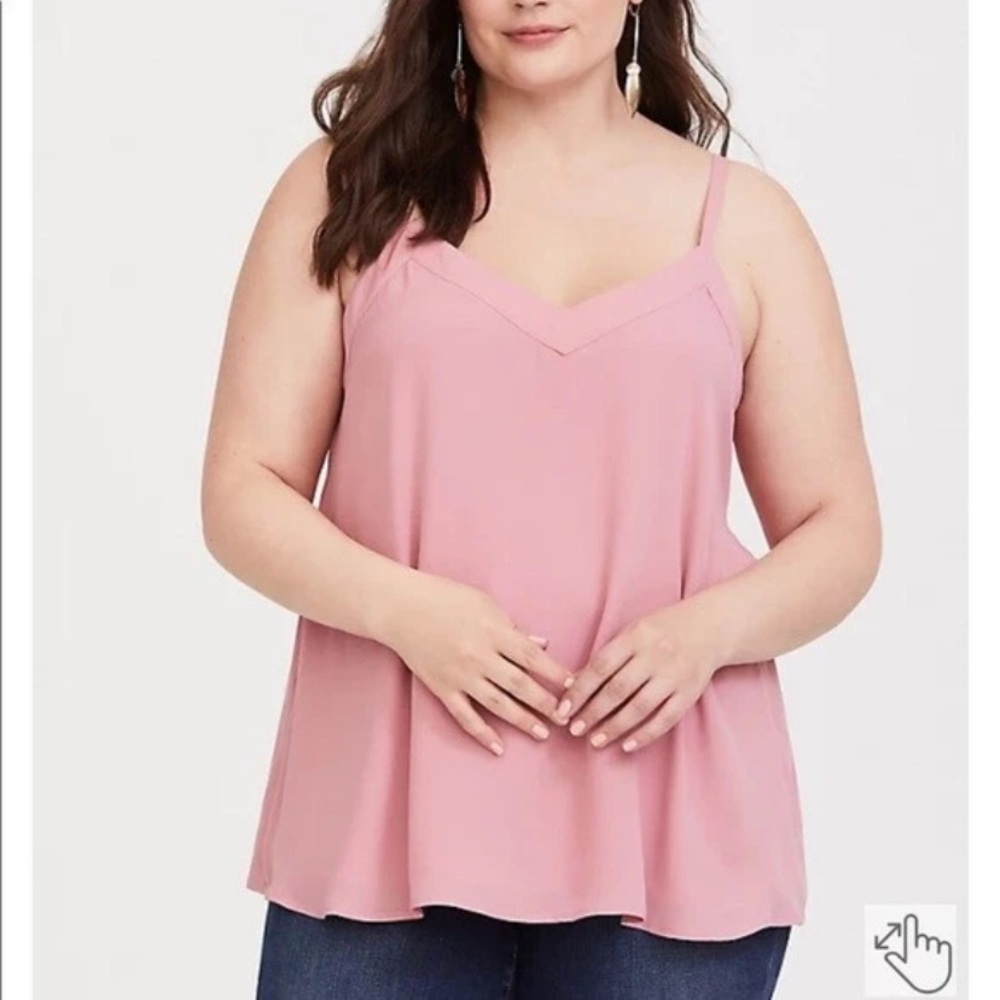 Women's Pink Torrid Georgette Tie Swing Cami Top Size 1X